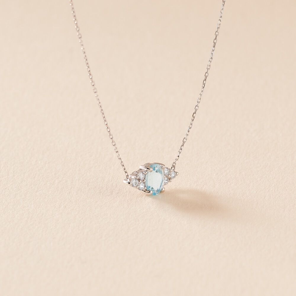 Collier Diapre Or Blanc Topaze Oxyde De Zirconium - Colliers avec pierres Femme | Marc Orian