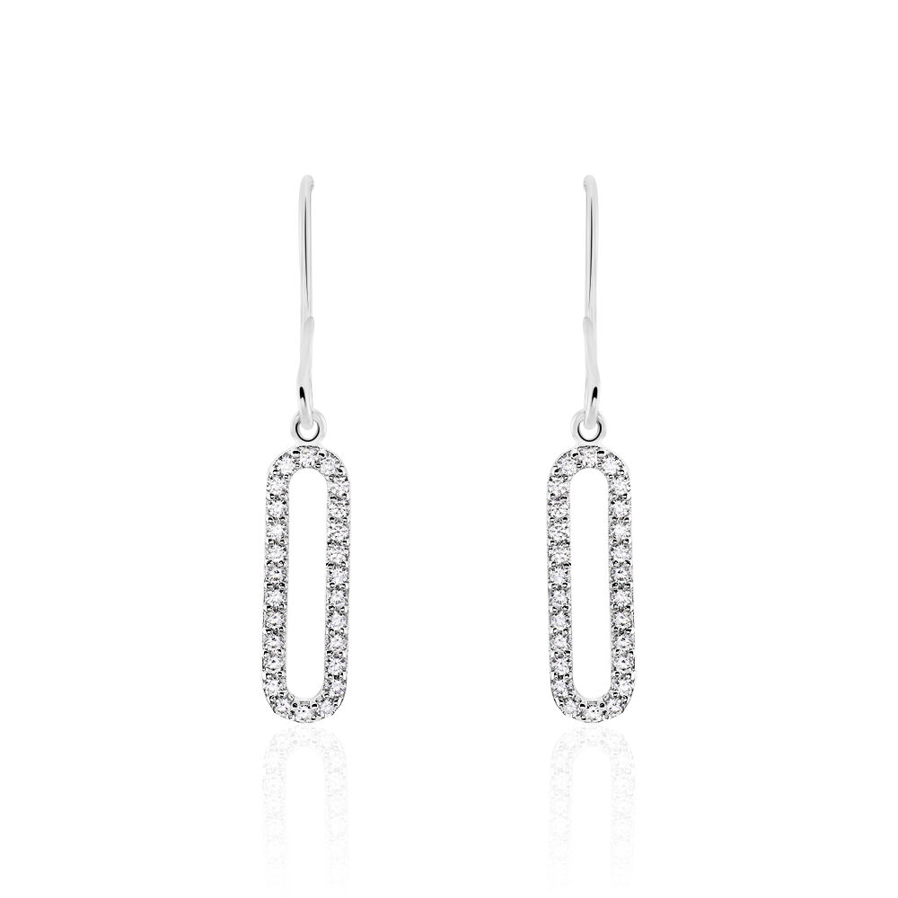 Boucles D'oreilles Pendantes Isabel Argent Blanc Oxyde De Zirconium - Pendantes Femme | Marc Orian