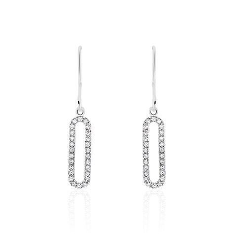 Boucles D'oreilles Pendantes Isabel Argent Blanc Oxyde De Zirconium - Pendantes Femme | Marc Orian