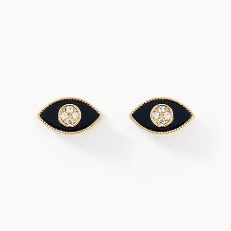 Boucles D'oreilles Puces Matiasma Or Jaune Onyx Diamant - Puces Femme | Marc Orian