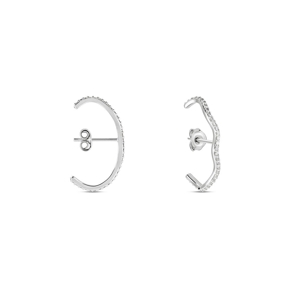 Boucles D'oreilles Lowri Argent Blanc Oxyde De Zirconium - Créoles Femme | Marc Orian