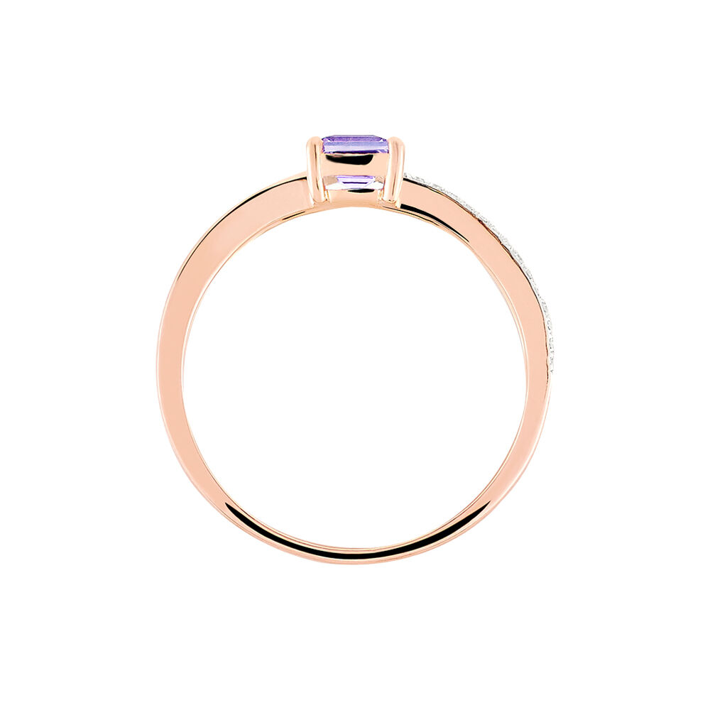 Bague Or Rose Amethyste Et Diamant - Bagues pierres fines Femme | Marc Orian