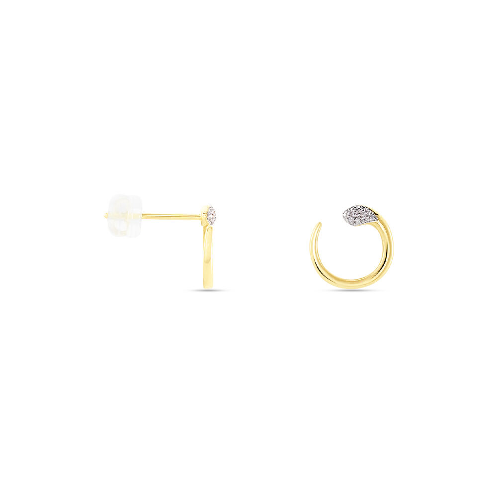 Boucles D'oreilles Puces Snake Or Jaune Diamant -  Femme | Marc Orian