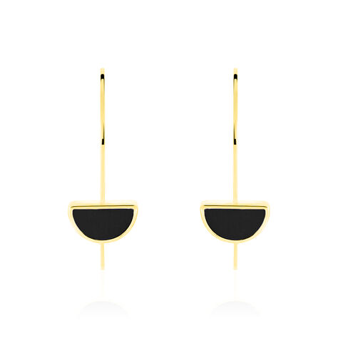 Boucles D'oreilles Pendantes Florica Or Jaune Onyx - Pendantes Femme | Marc Orian
