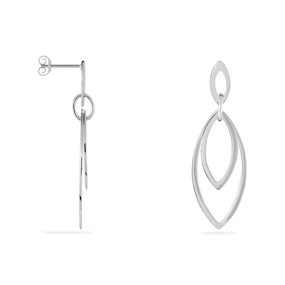 Boucles D'oreilles Pendantes Toupie Argent Blanc - Pendantes Femme | Marc Orian