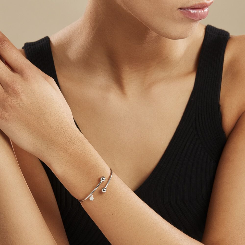 Bracelet Jonc Ludvinia Argent Blanc - Bracelets joncs Femme | Marc Orian