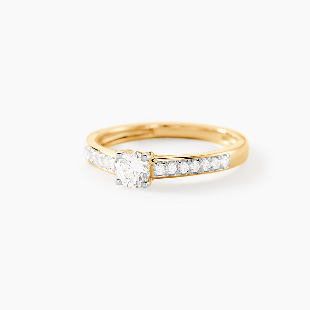 Bague Solitaire Accompagn&eacute; Aramis Or Jaune Diamant Synth&eacute;tique - Parures de mariage Femme | Marc Orian