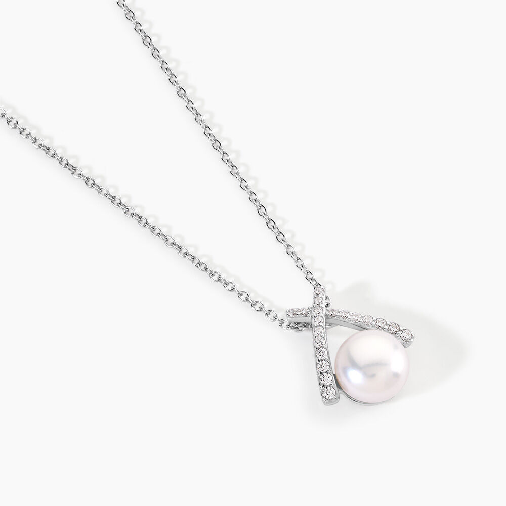 Collier Yacinthe Argent Blanc Perle De Culture Et Oxyde De Zirconium - Colliers avec pierres Femme | Marc Orian