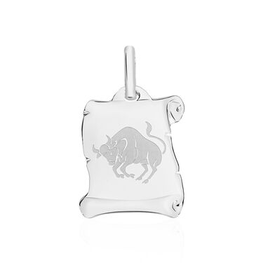 Pendentif Zodiaque Parchemin Argent Blanc
