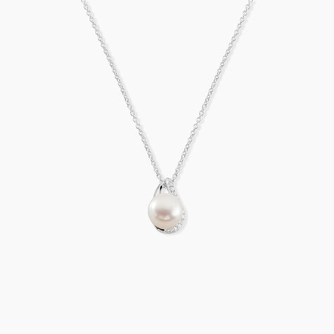 Collier Sasha Argent Blanc Perle De Culture Et Oxyde De Zirconium - Colliers avec pierres Femme | Marc Orian