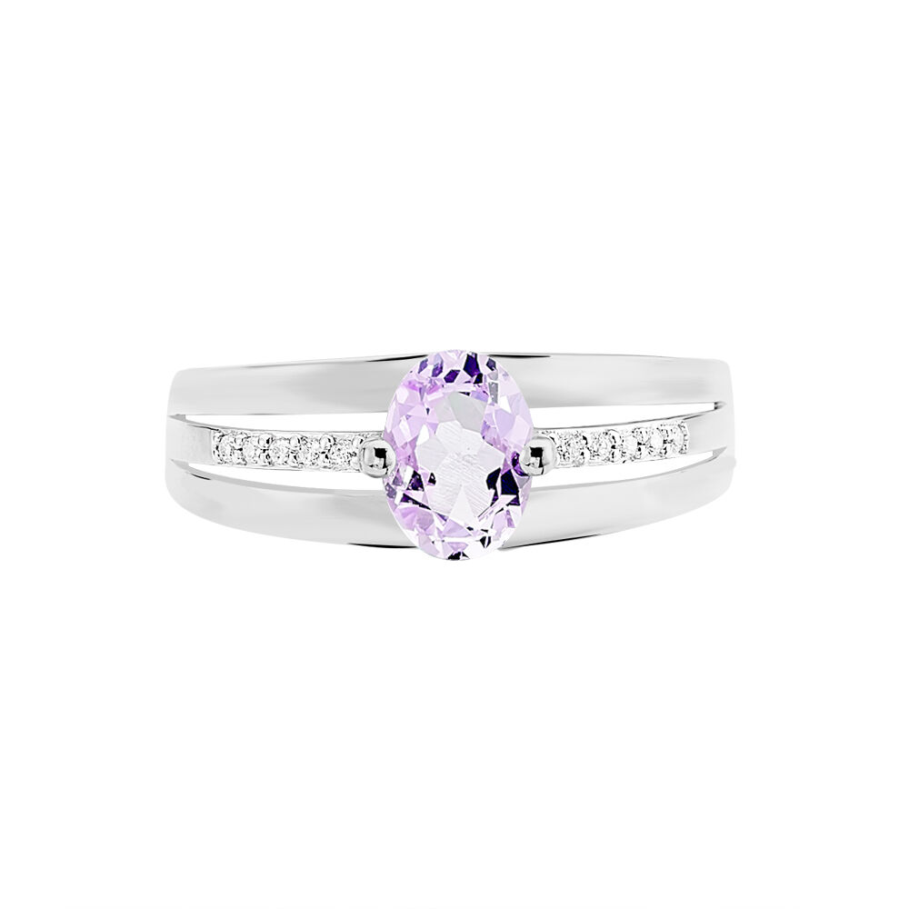 Bague Milna Or Blanc Amethyste Et Oxyde De Zirconium - Bagues pierres fines Femme | Marc Orian