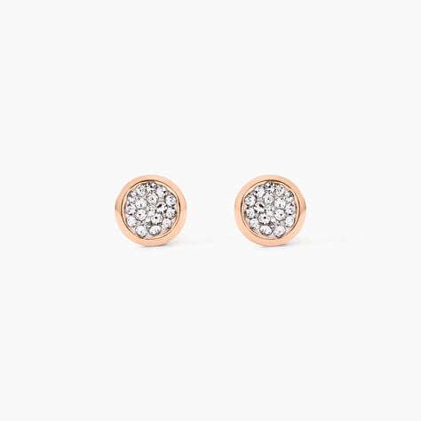 Boucles D'oreilles Puces Edmee Cercle 0 Or Rose Strass - Puces Femme | Marc Orian