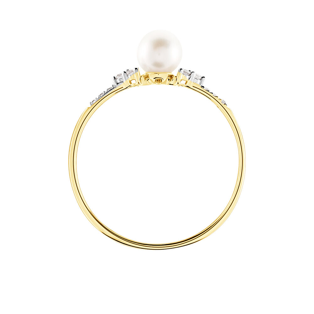 Bague Lonny Or Jaune Perle De Culture Et Oxyde De Zirconium - Bagues vintage Femme | Marc Orian