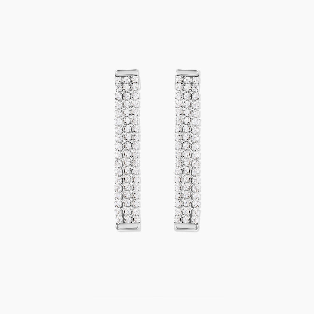 Boucles D'Oreilles Pendantes Serenna Argent Blanc Oxyde De Zirconium - Pendantes Femme | Marc Orian