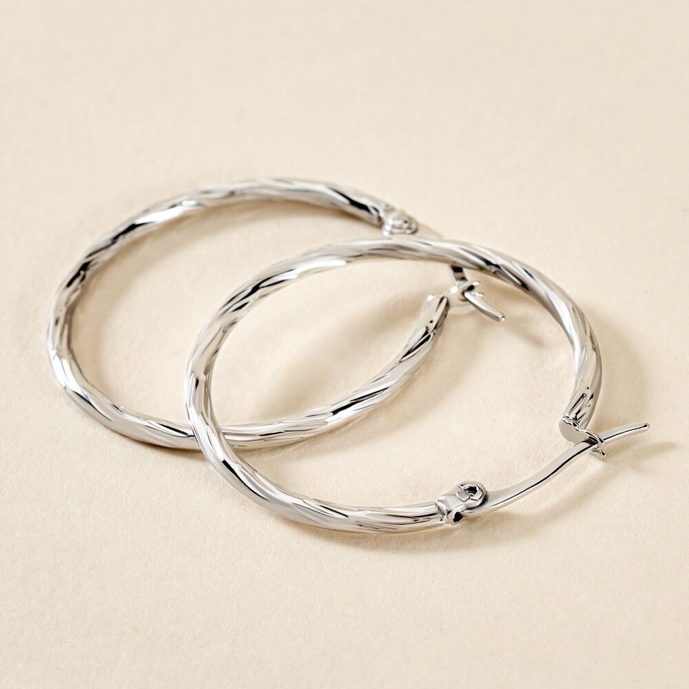 Créoles Esaias Acier Blanc - Créoles Femme | Marc Orian