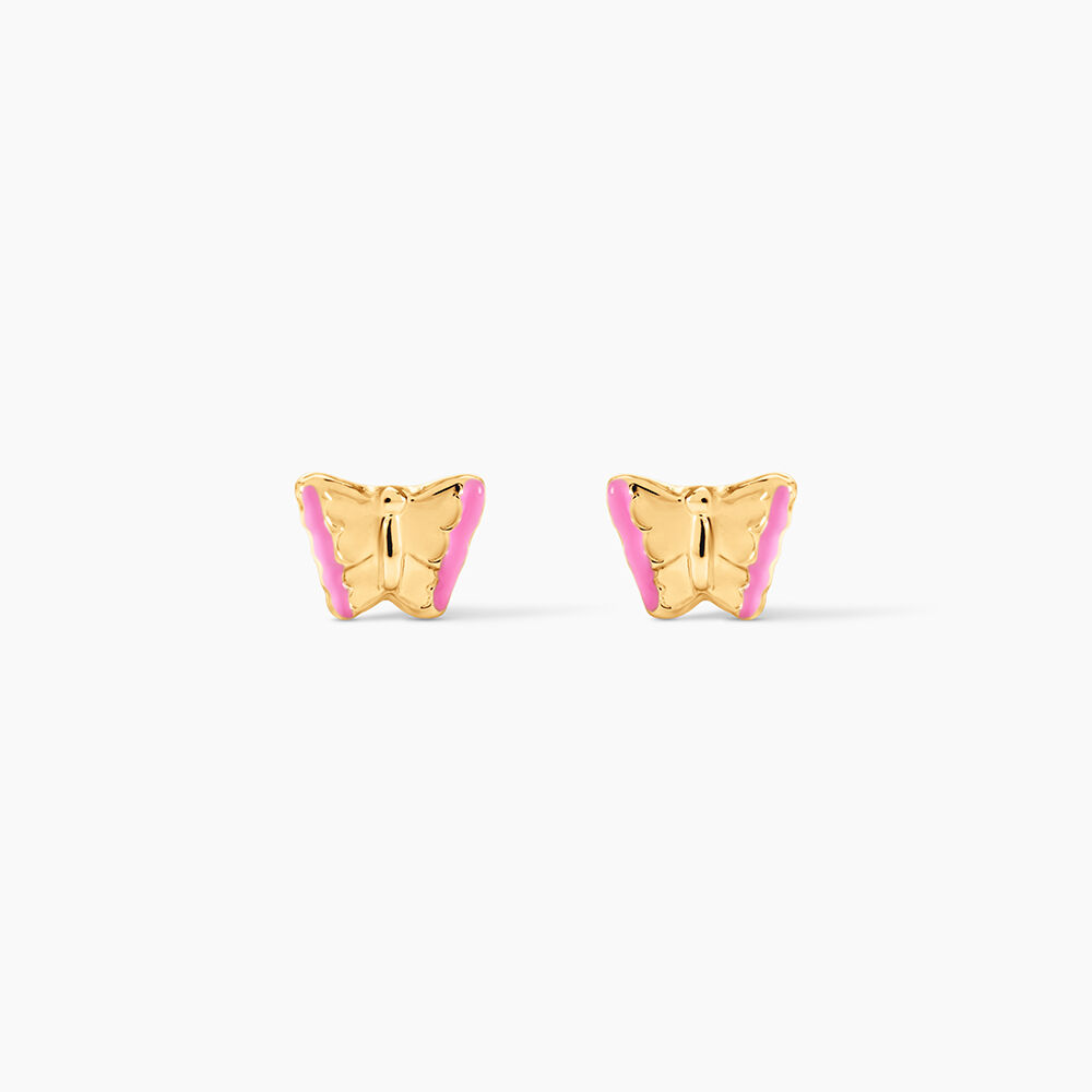 Boucles D'oreilles Puces Bartholom&eacute;e Papillon Or Jaune - Puces Femme | Marc Orian