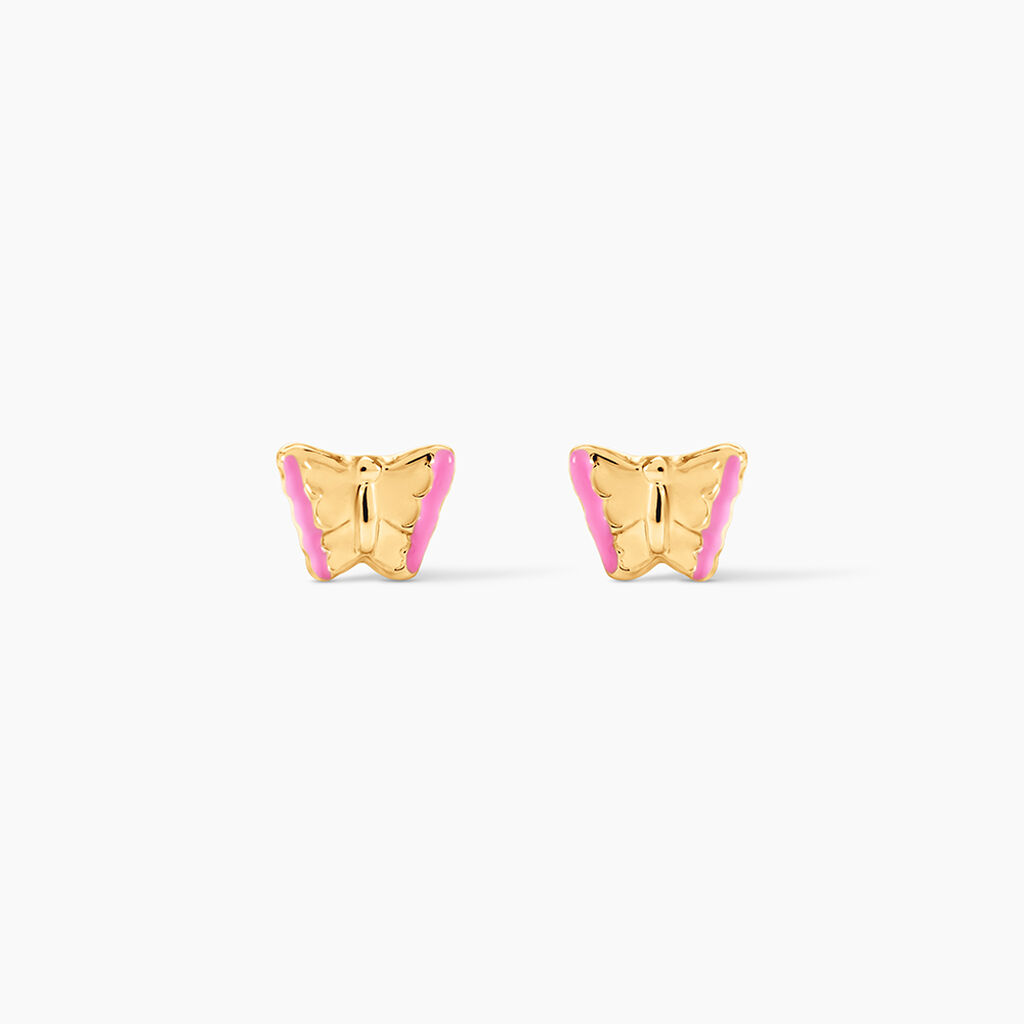 Boucles D'oreilles Puces Bartholom&eacute;e Papillon Or Jaune - Puces Femme | Marc Orian