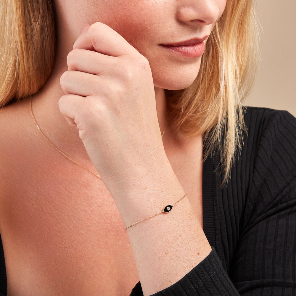 Bracelet Matiasma Or Jaune Onyx Diamant - Bracelets chaînes Femme | Marc Orian