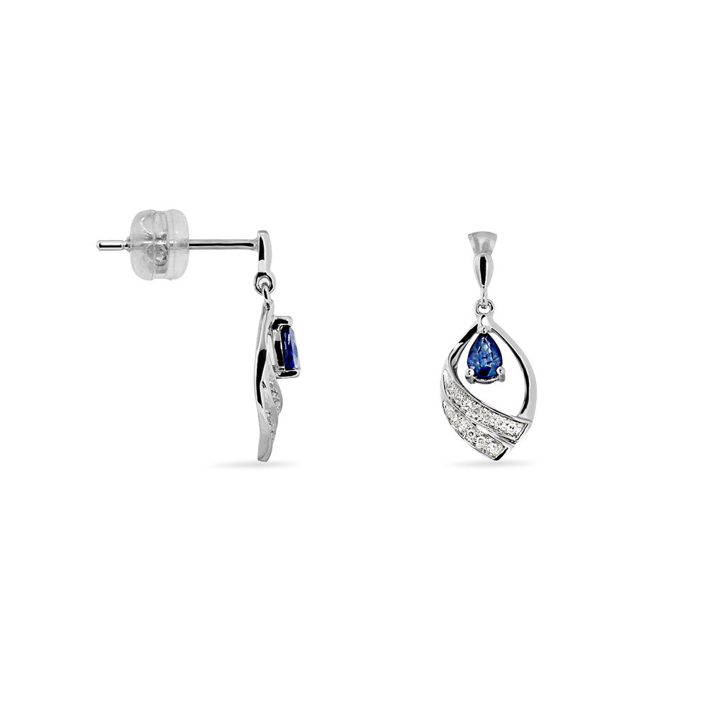 Boucles D'oreilles Puces Odila Or Blanc Saphir Et Diamant - Pendantes Femme | Marc Orian