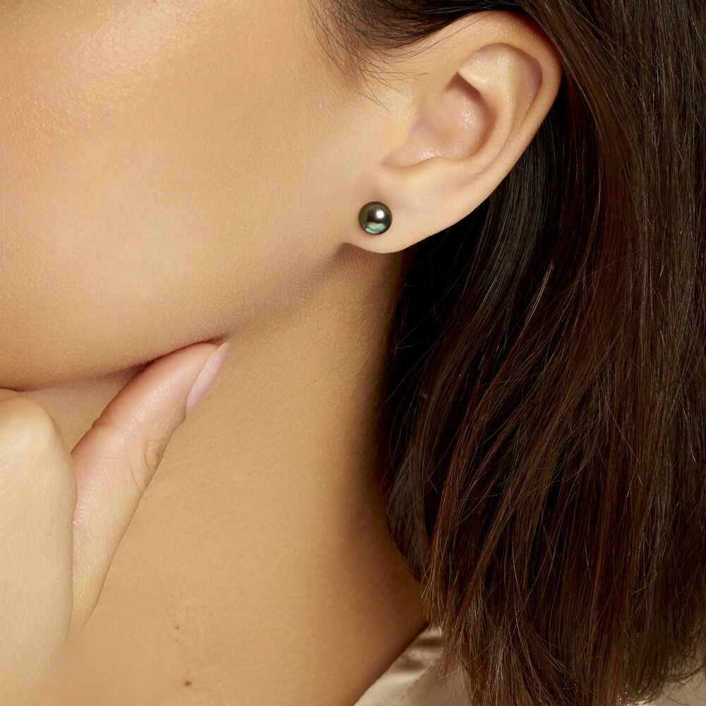 Boucles D'oreilles Puces Micaelle Teintees Or Jaune Perle De Culture - Boucles d'oreilles mariage Femme | Marc Orian