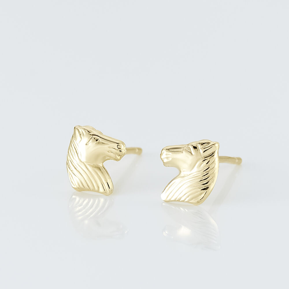 Boucles D'oreilles Puces Freyia Cheval Or Jaune - Puces Femme | Marc Orian