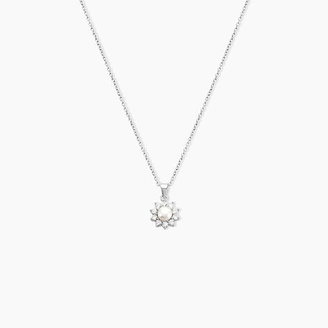 Collier Argent Blanc Cheri Perle De Culture Oxydes De Zirconium - Colliers avec pierres Femme | Marc Orian