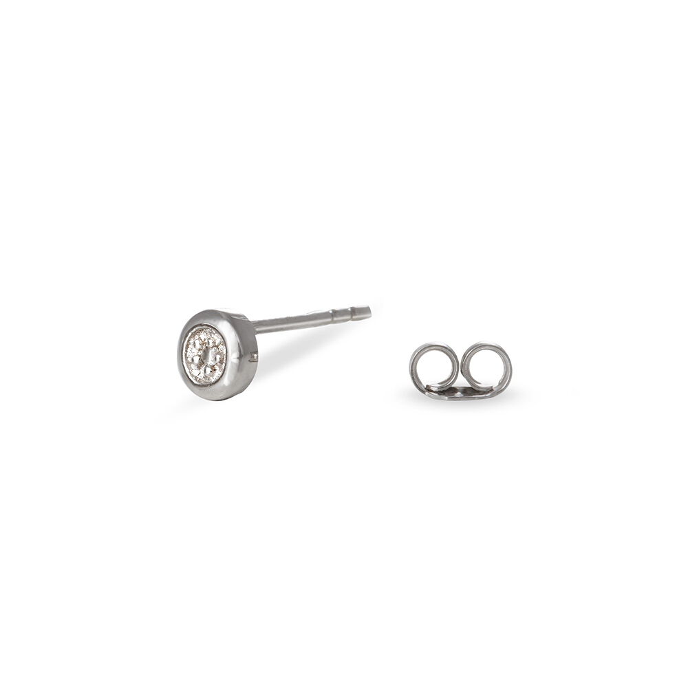 Boucles D'oreilles Puces Fatiana Or Blanc Diamant - Puces Femme | Marc Orian