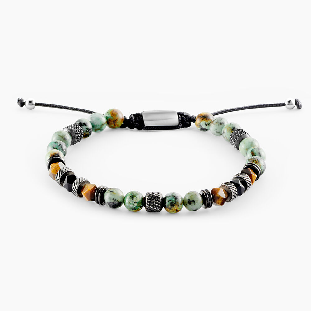 Bracelet Jourdan Archimedes Acier Argenté Oeil De Tigre Turquoise - Bijoux Homme | Marc Orian