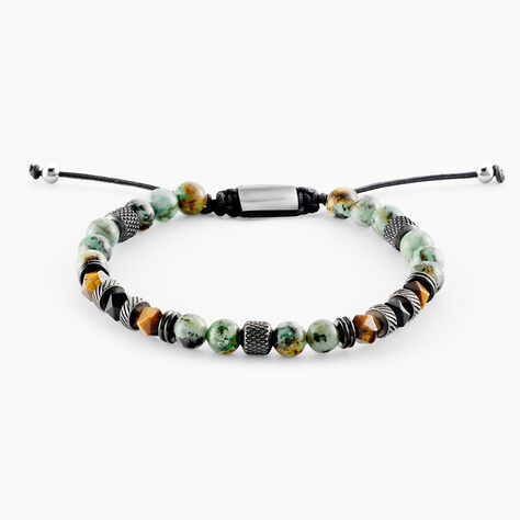 Bracelet Jourdan Archimedes Acier Argenté Oeil De Tigre Turquoise - Bijoux Homme | Marc Orian