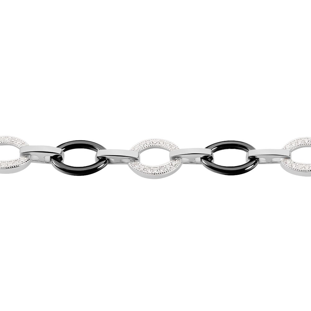 Bracelet Nowell Argent Blanc Oxyde De Zirconium Et C&eacute;ramique - Bracelets cha&icirc;nes Femme | Marc Orian