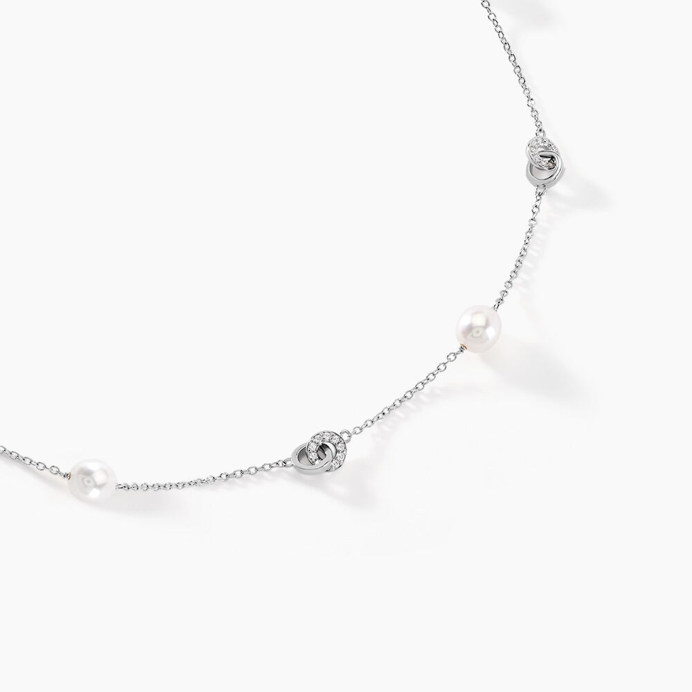 Collier Gaetane Argent Blanc Perle De Culture Oxyde De Zirconium - Colliers avec pierres Femme | Marc Orian