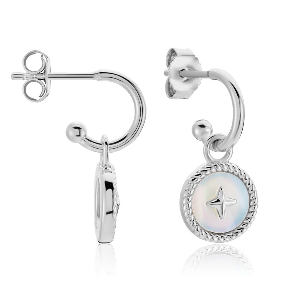 Créoles Izarra Argent Blanc Nacre - Créoles Femme | Marc Orian
