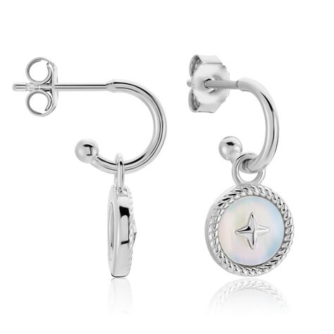 Créoles Izarra Argent Blanc Nacre - Créoles Femme | Marc Orian