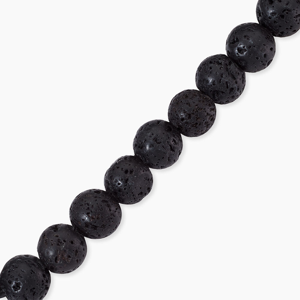 Bracelet Phebus Him Cordon Noir Pierre De Lave - Bracelets cordons Homme | Marc Orian