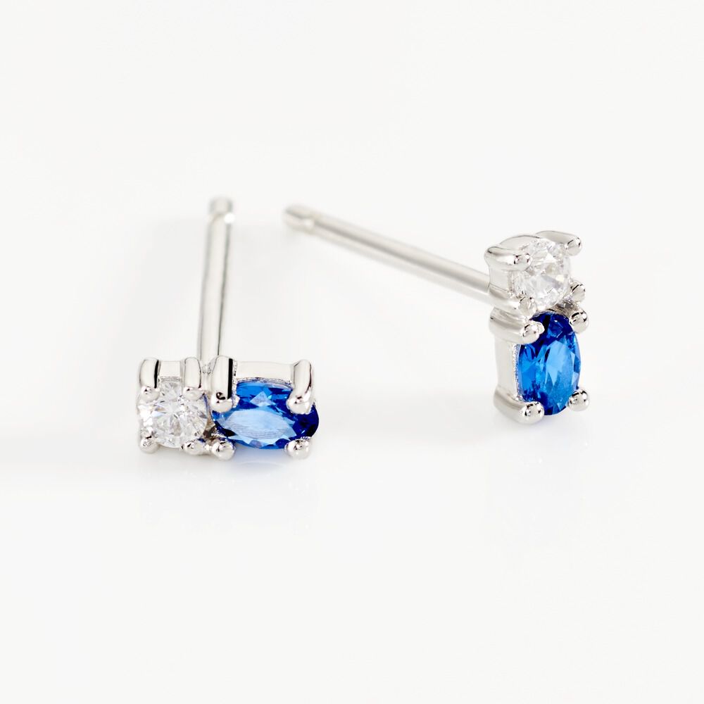 Boucles D'oreilles Puces Argent Blanc Augusts Oxydes De Zirconium - Puces Femme | Marc Orian