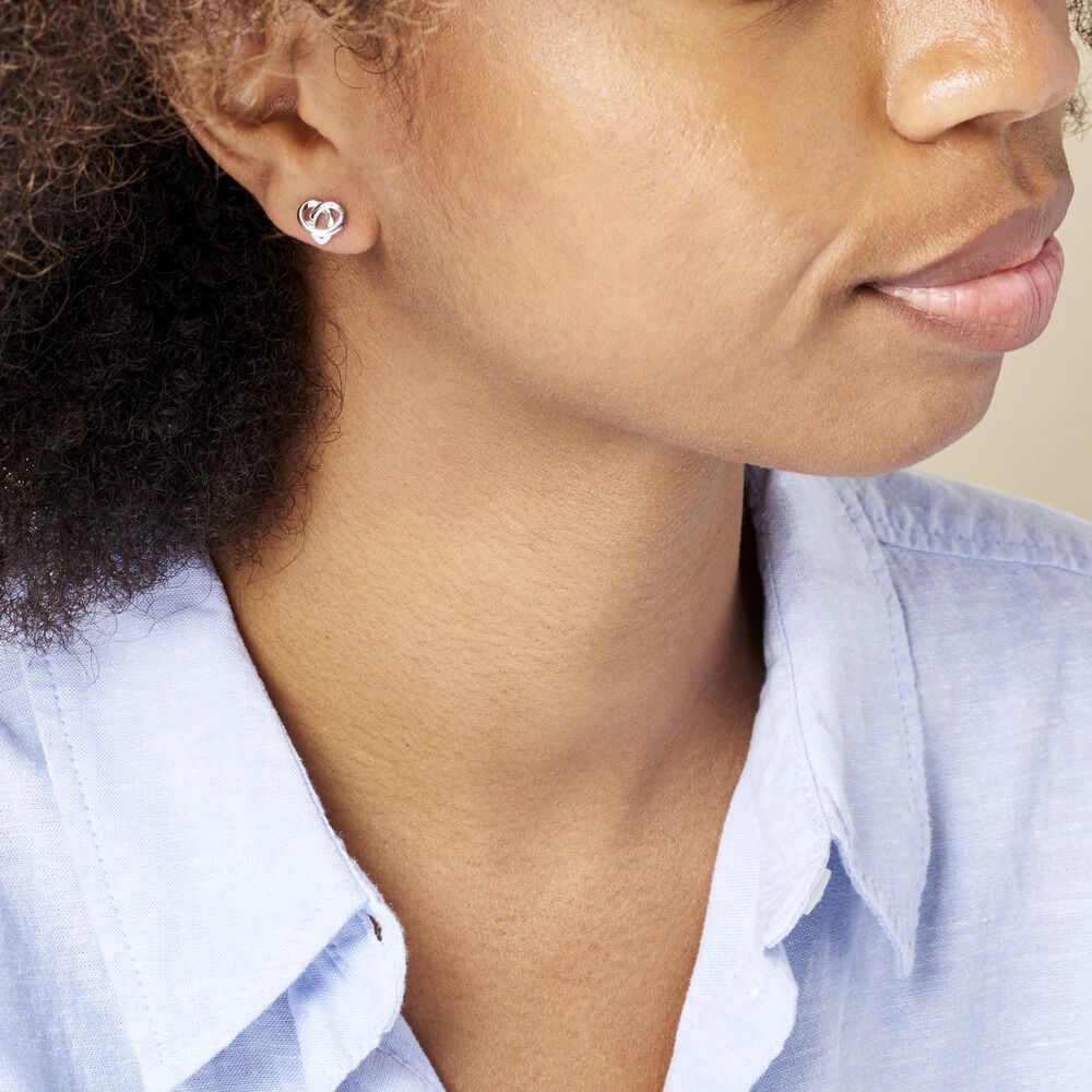 Boucles D'oreilles Puces Shainy Argent Blanc - Puces Femme | Marc Orian