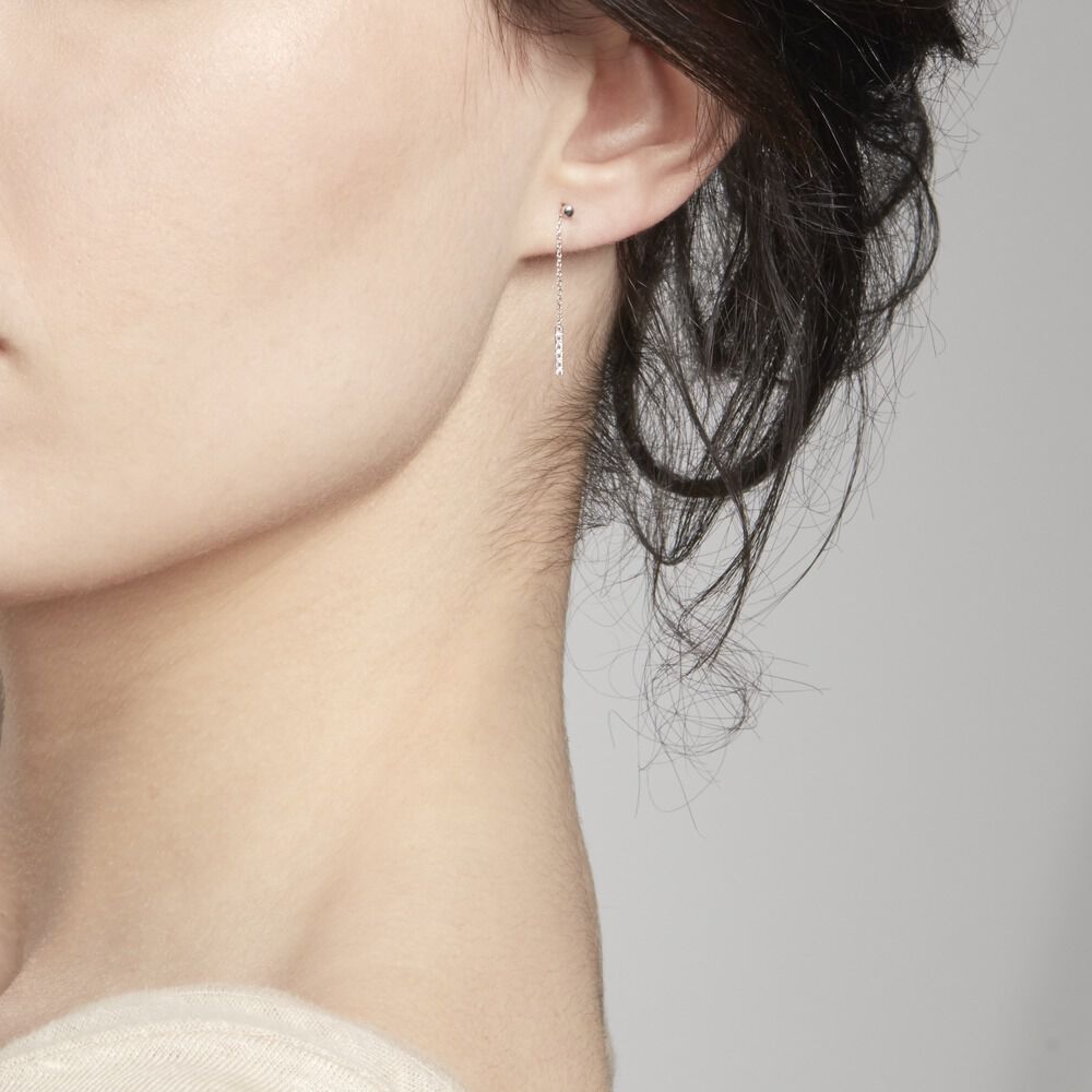 Boucles D'oreilles Pendantes Marjenka Or Blanc Diamant - Pendantes Femme | Marc Orian