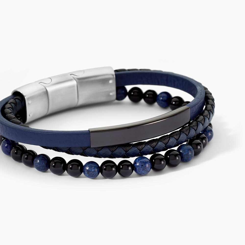 Bracelet Jourdan Hercule Cuir Multicolore Onyx Lapis Lazuli - Bracelets cuir Homme | Marc Orian
