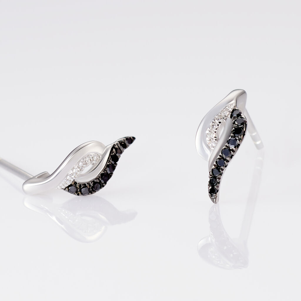 Boucles D'oreilles Puces Sculptural Or Blanc Diamant - Clous d'oreilles Femme | Marc Orian