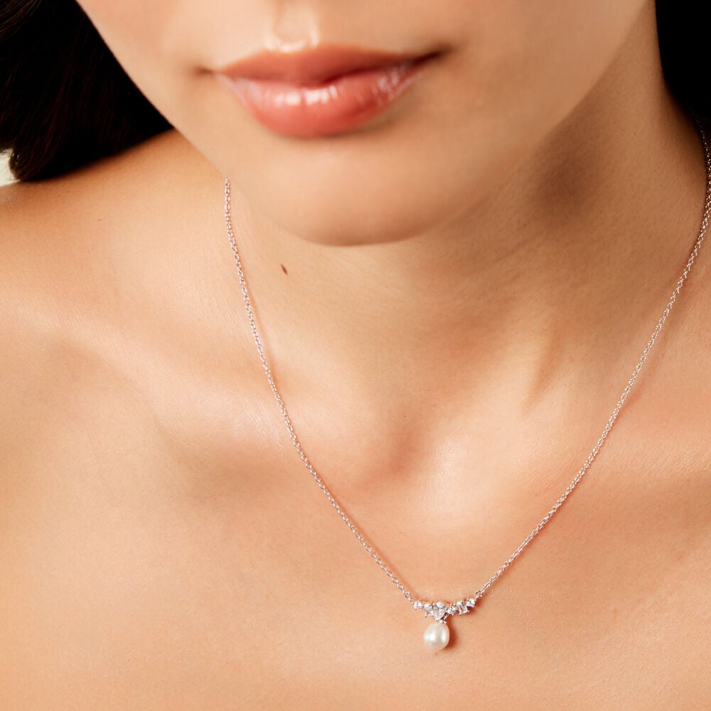 Collier Elea Argent Blanc Perle De Culture Oxyde De Zirconium - Colliers avec pierres Femme | Marc Orian