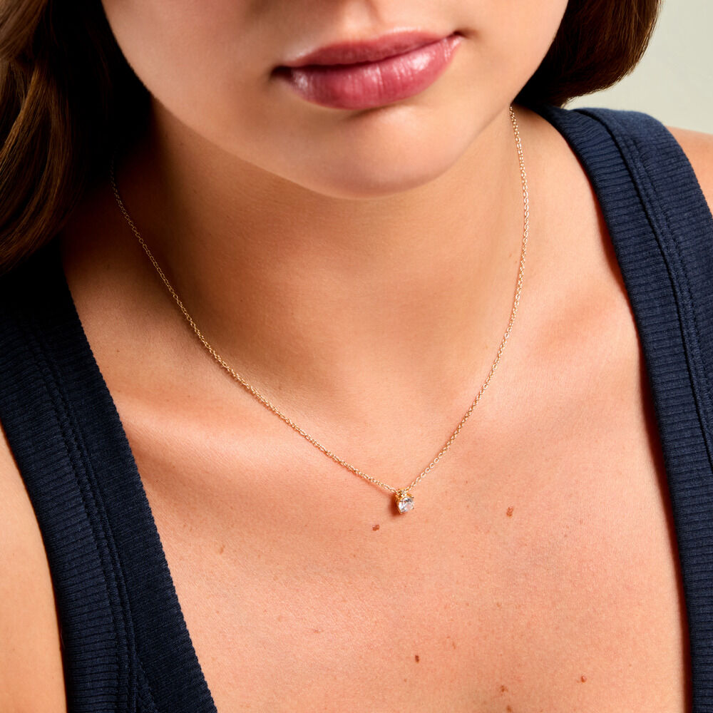 Collier Zilda Argent Dor&eacute; A L'Or 750/1000 Oxyde De Zirconium - Colliers avec pierres Femme | Marc Orian