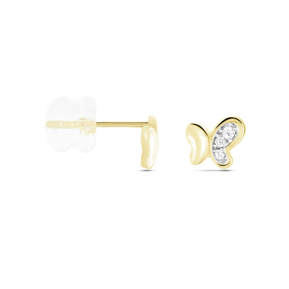 Boucles D'oreilles Puces Evaelle Papillon Or Jaune Oxyde De Zirconium - Puces Femme | Marc Orian