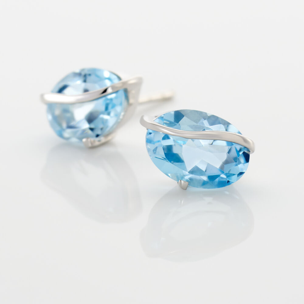 Boucles D'oreilles Puces Prudencia Or Blanc Topaze - Puces Femme | Marc Orian