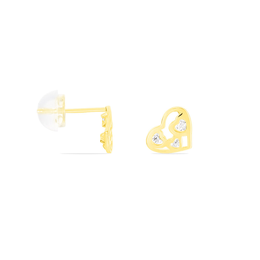 Boucles D'oreilles Puces Daria Cœur Or Jaune Oxyde De Zirconium - Puces Femme | Marc Orian