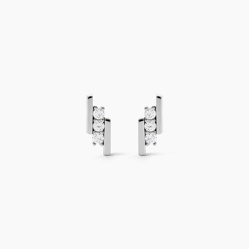 Boucles D'oreilles Puces Lousie Argent Blanc Oxyde De Zirconium - Puces Femme | Marc Orian