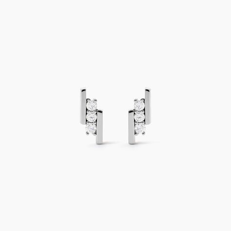 Boucles D'oreilles Puces Lousie Argent Blanc Oxyde De Zirconium - Puces Femme | Marc Orian