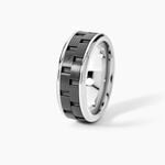 Bague Jourdan Oahu Acier Blanc Et Noir - Bijoux fantaisie Homme | Marc Orian