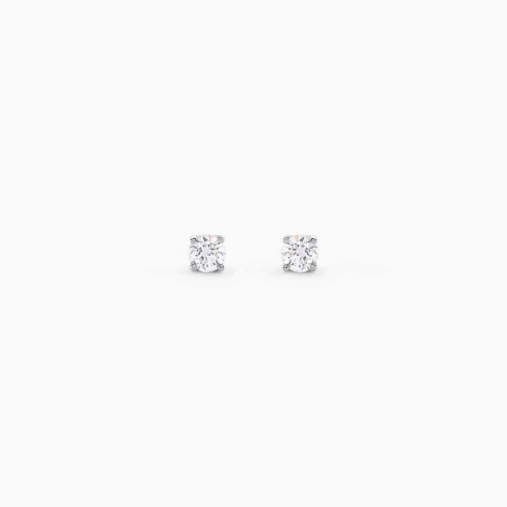 Boucles D'Oreilles Puces One Or Blanc Diamants - Boucles d'oreilles mariage Femme | Marc Orian