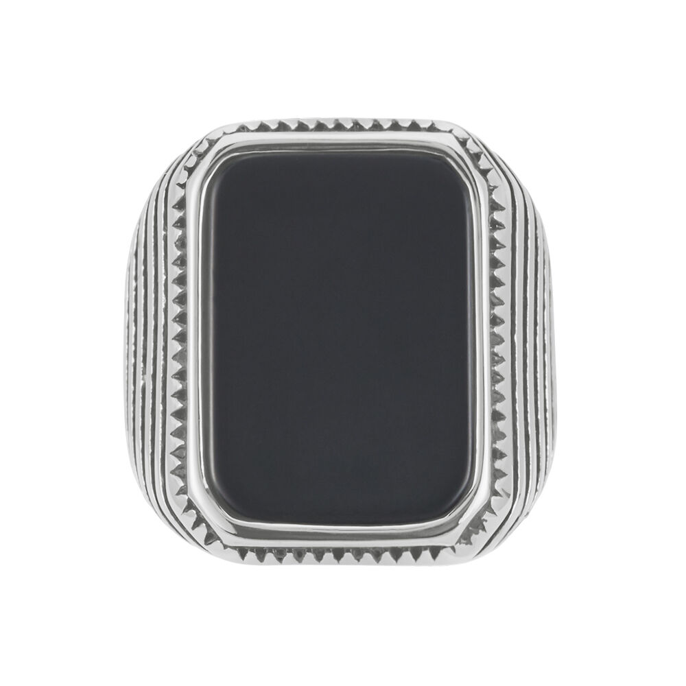 Chevaliere Acier Blanc Romanus Pierre - Chevalières Homme | Marc Orian