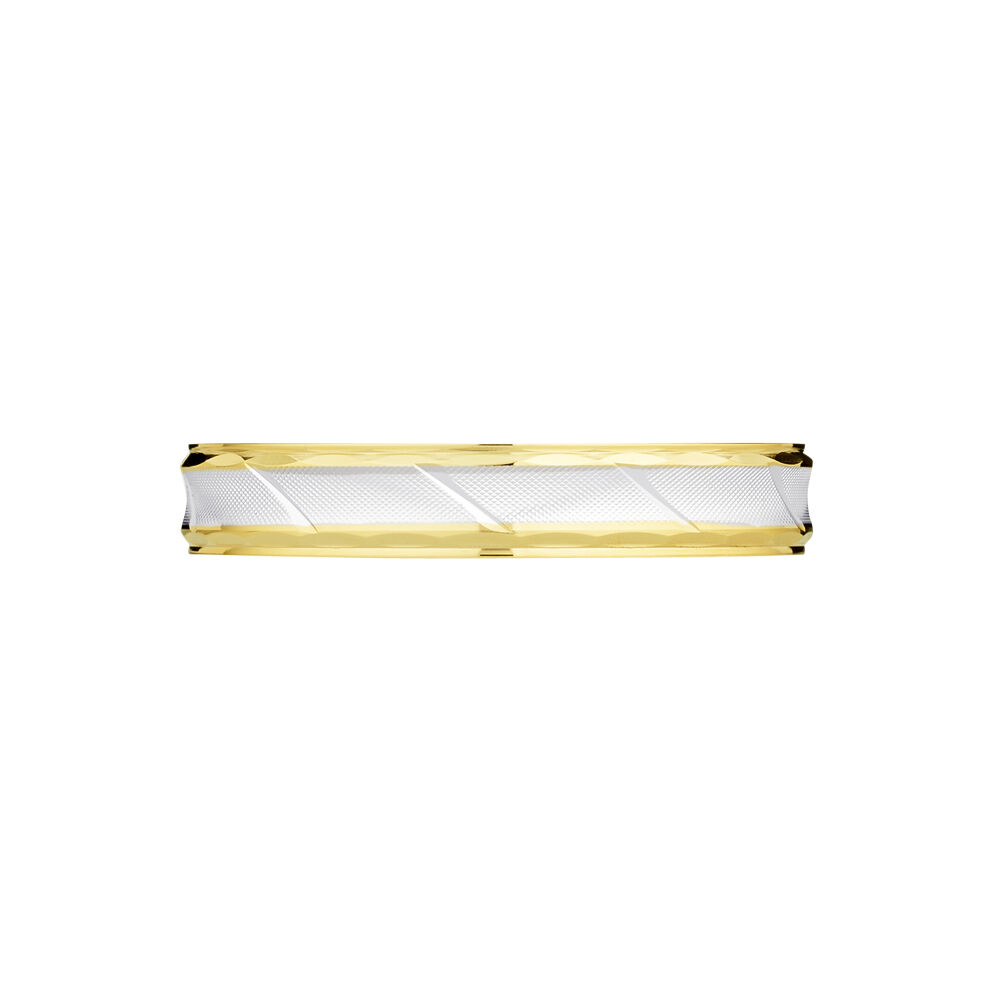 Alliance Mat Striee Ruban Plat Or Bicolore - Alliances duo Femme | Marc Orian
